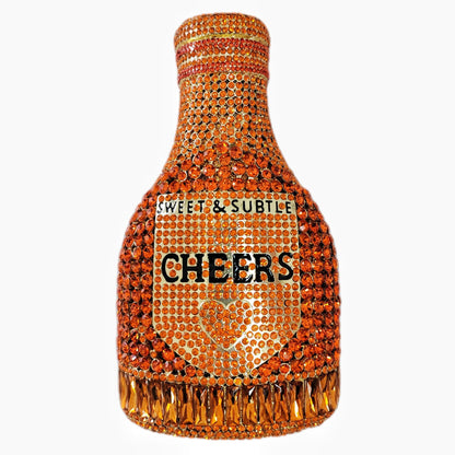 Champagne bottle rhinestone evening clutch women's bag with sparkling crystal details
