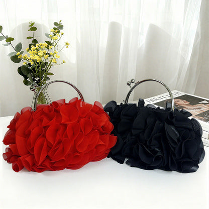 Women's three-dimensional lace casual handbag in a structured design, front view