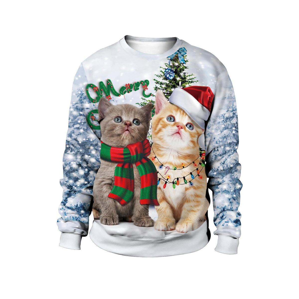 Christmas printed round neck sweater for men and women in festive design