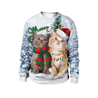 Christmas printed round neck sweater for men and women in festive design