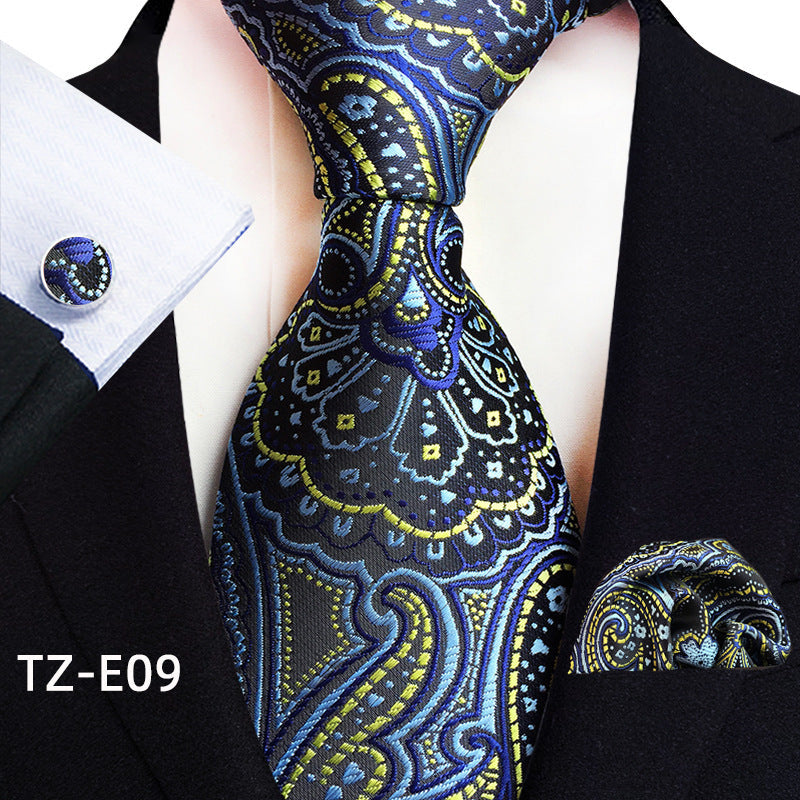Paisley tie, square scarf pocket square, and cufflinks three-piece set by My Store