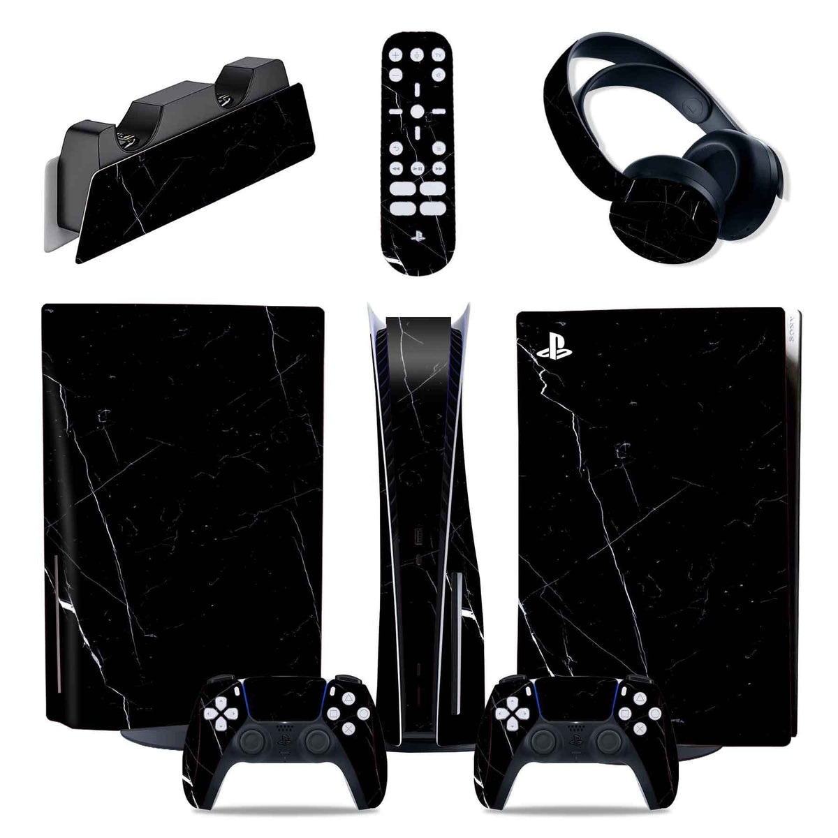 PS5 game console full body sticker set with colorful protective decals for console and controllers
