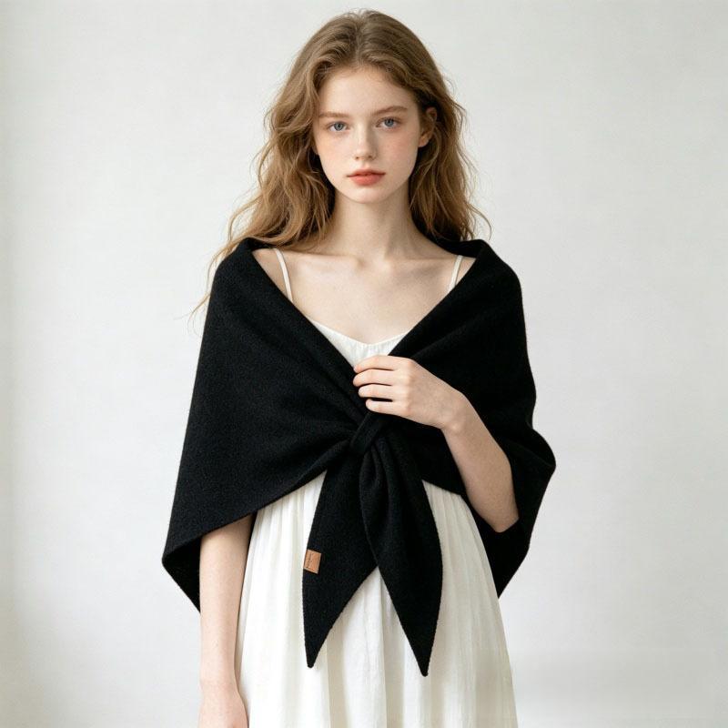 Wool large triangle scarf shawl in a soft draped design
