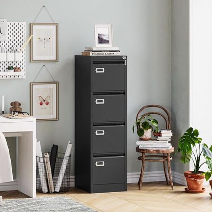 Four-drawer locking filing cabinet by ShipItFurniture, ideal for home office storage and organization.