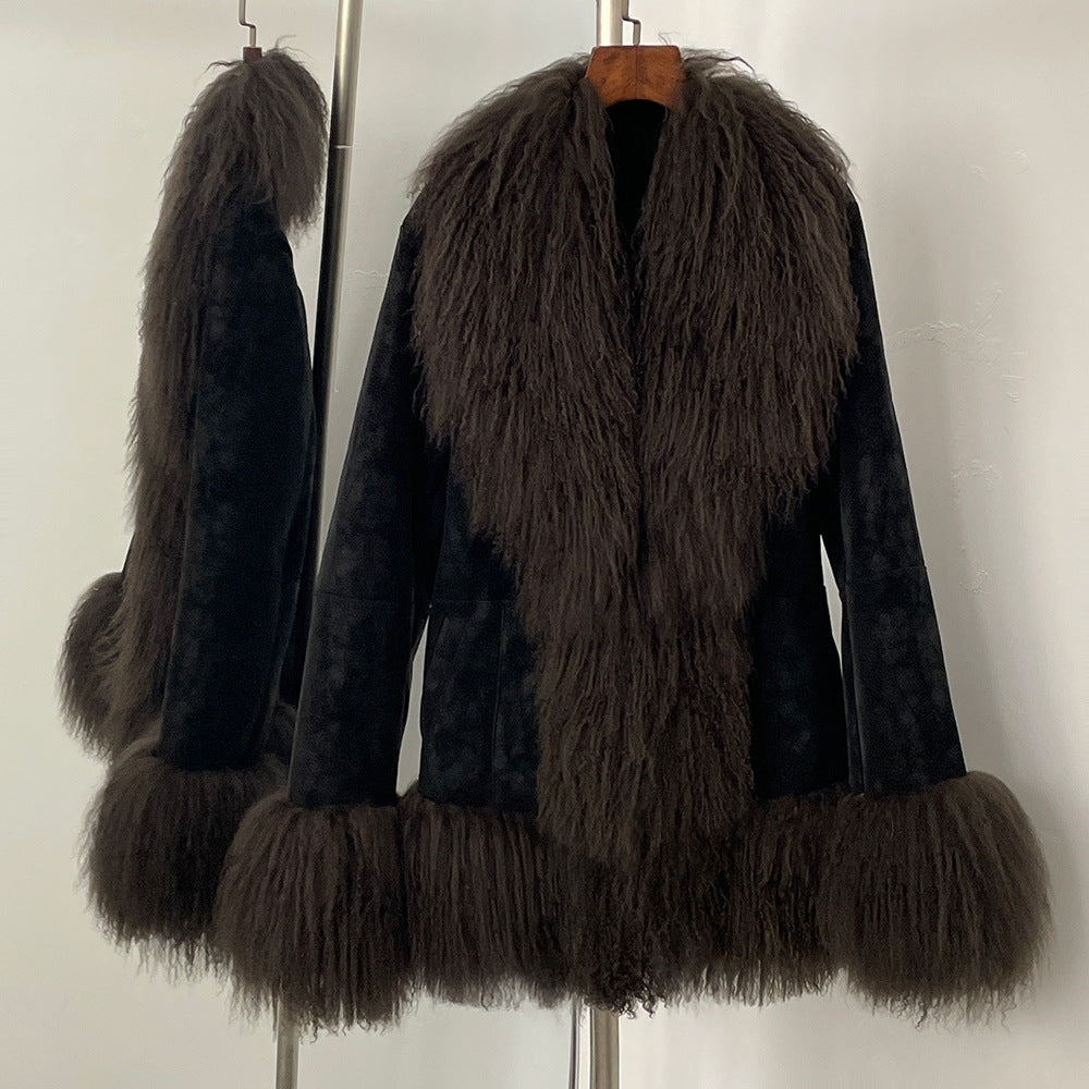 Thickened wool jacket with suede-like finish in a classic outerwear design
