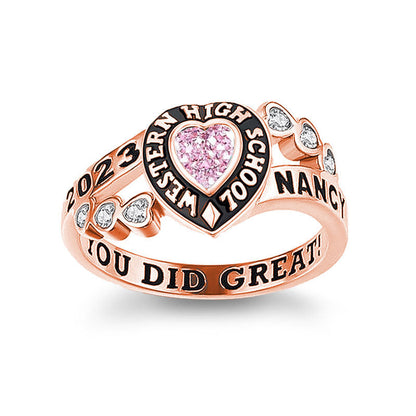 December birthstone engraved ring by My Store, featuring a blue gemstone and personalized inner-band engraving