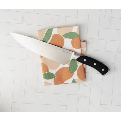 Black Dura Living Elite 8-inch chef knife with a stainless steel blade and ergonomic handle for precise kitchen cutting.