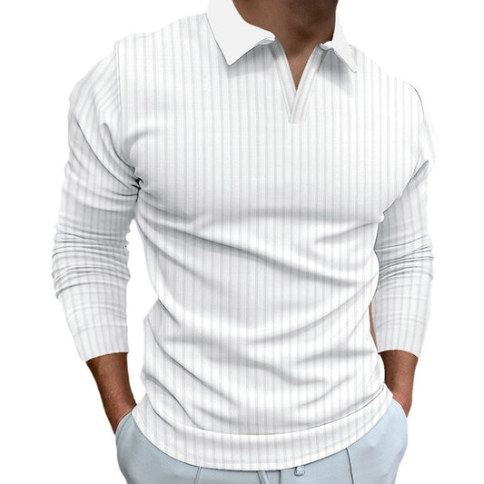 Solid color men's fitness business casual lapel long sleeve shirt by My Store