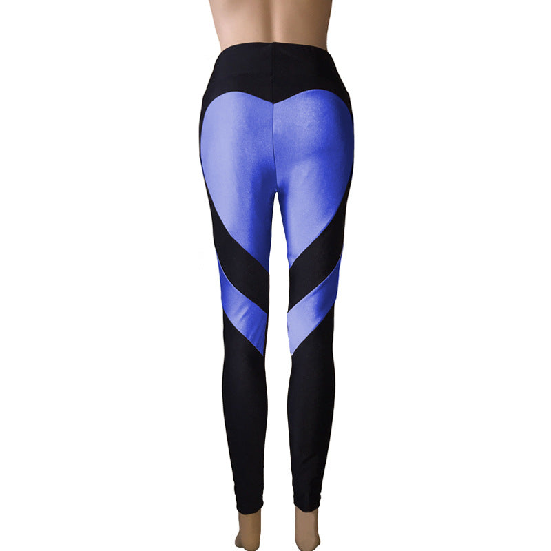 Heart-patterned patchwork butt-lifting leggings with excellent stretch from My Store