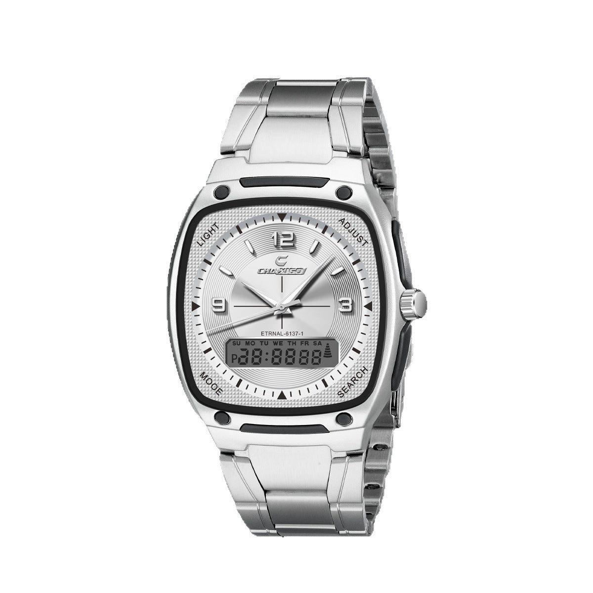 Men's alloy quartz watch with steel bracelet by My Store