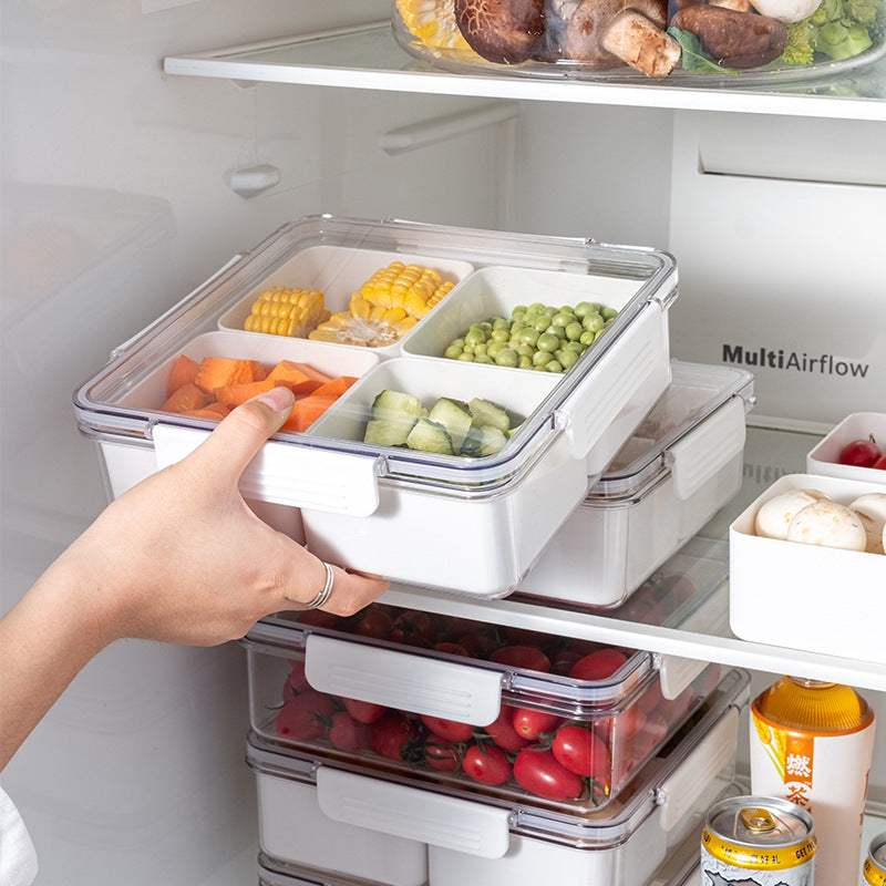 Compartment fruit plate candy storage box with divided sections and lid