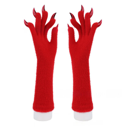 Halloween silicone meat mat long gloves in black, flexible heat-resistant kitchen gloves with textured grip