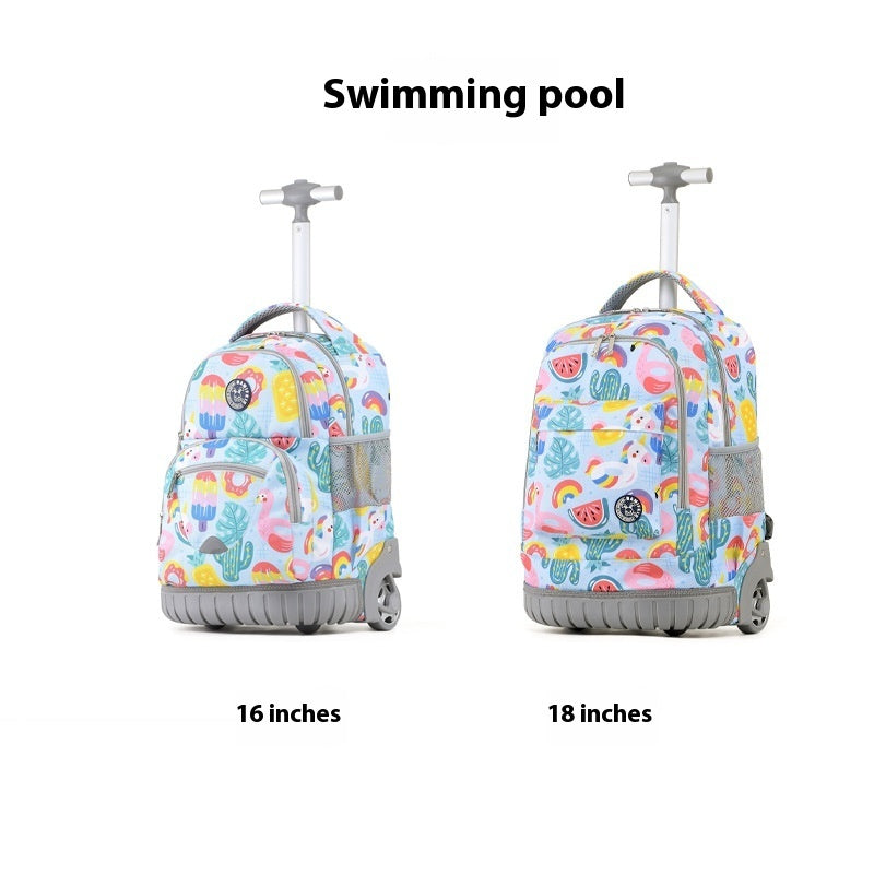 Children's trolley schoolbag student Korean style backpack with rolling wheels and adjustable shoulder straps
