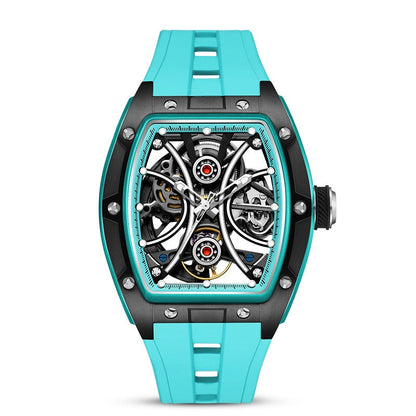 Waterproof luminous barrel men's watch with a sleek dial and glow-in-the-dark hands