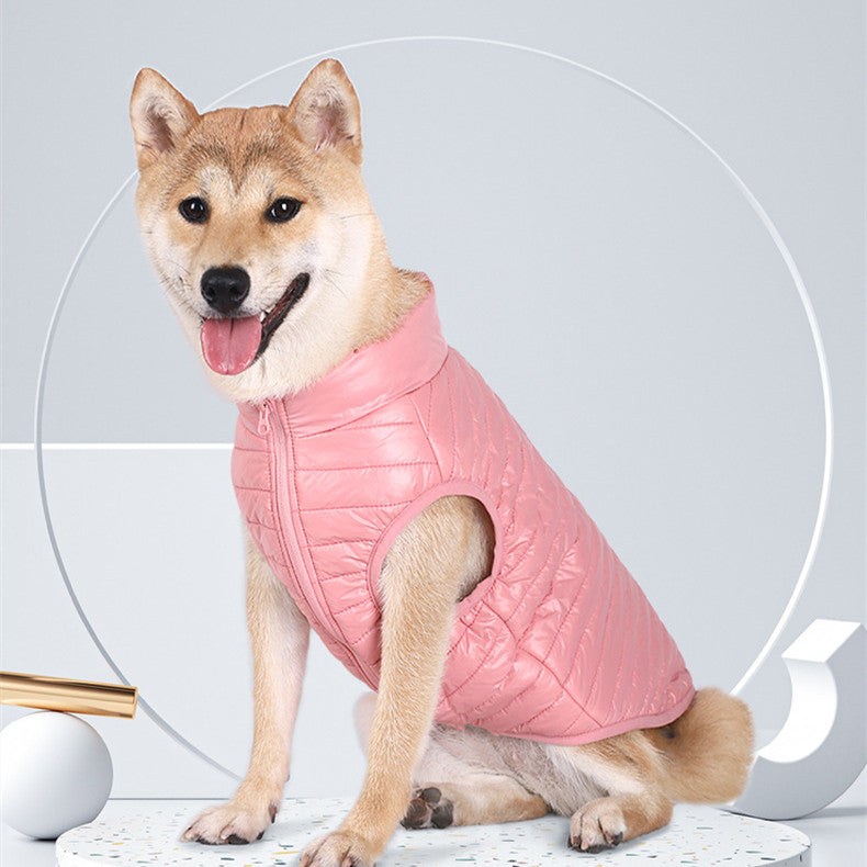 Autumn winter full nylon zipper puppy jacket, showing a warm dog coat design