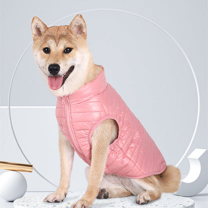 Autumn winter full nylon zipper puppy jacket, showing a warm dog coat design