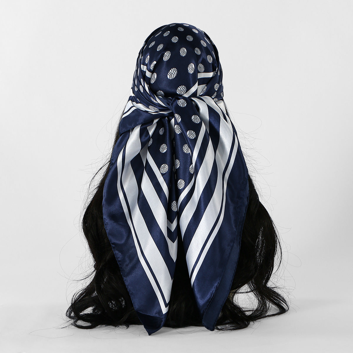 Simulation silk decorative headscarf shawl in a smooth, elegant fabric.
