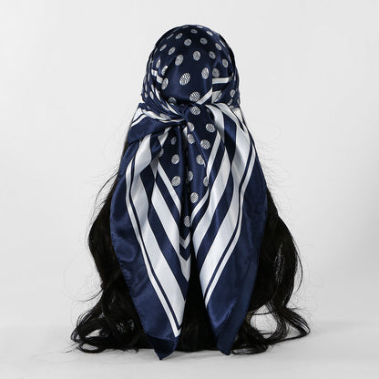 Simulation silk decorative headscarf shawl in a smooth, elegant fabric.