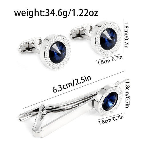 Men's Business European And American Fashion Blue Crystal Zircon Cufflinks