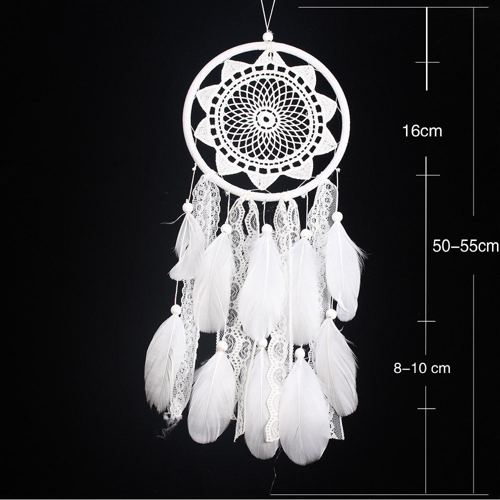 Lace Sunflower Dreamcatcher Home Decor with Feathers