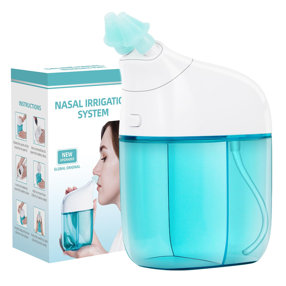 ClearNasal Dual Motor Sinus Rinse Machine by BACKUPMYFILESNOW® with clear hoses and dual motors for nasal irrigation.