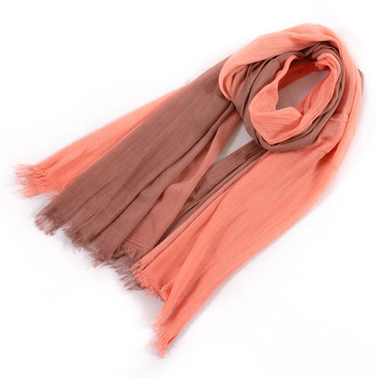 Large soft warm cotton scarf with tassel fringe folded for display