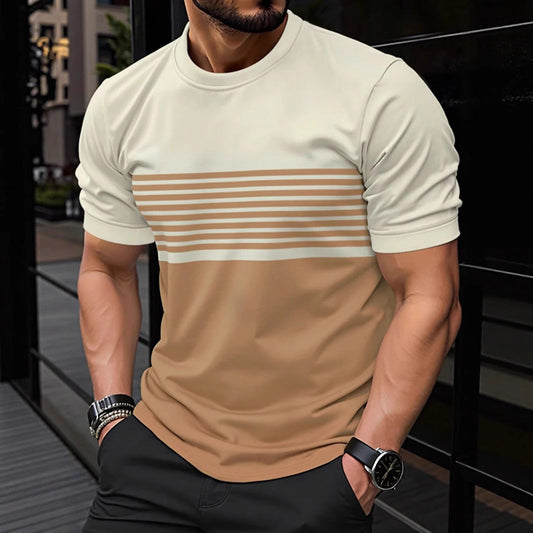 Men's minimalist crew-neck casual short-sleeve shirt in a fashionable design