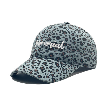 Retro leopard-print embroidered baseball cap, washed and distressed finish