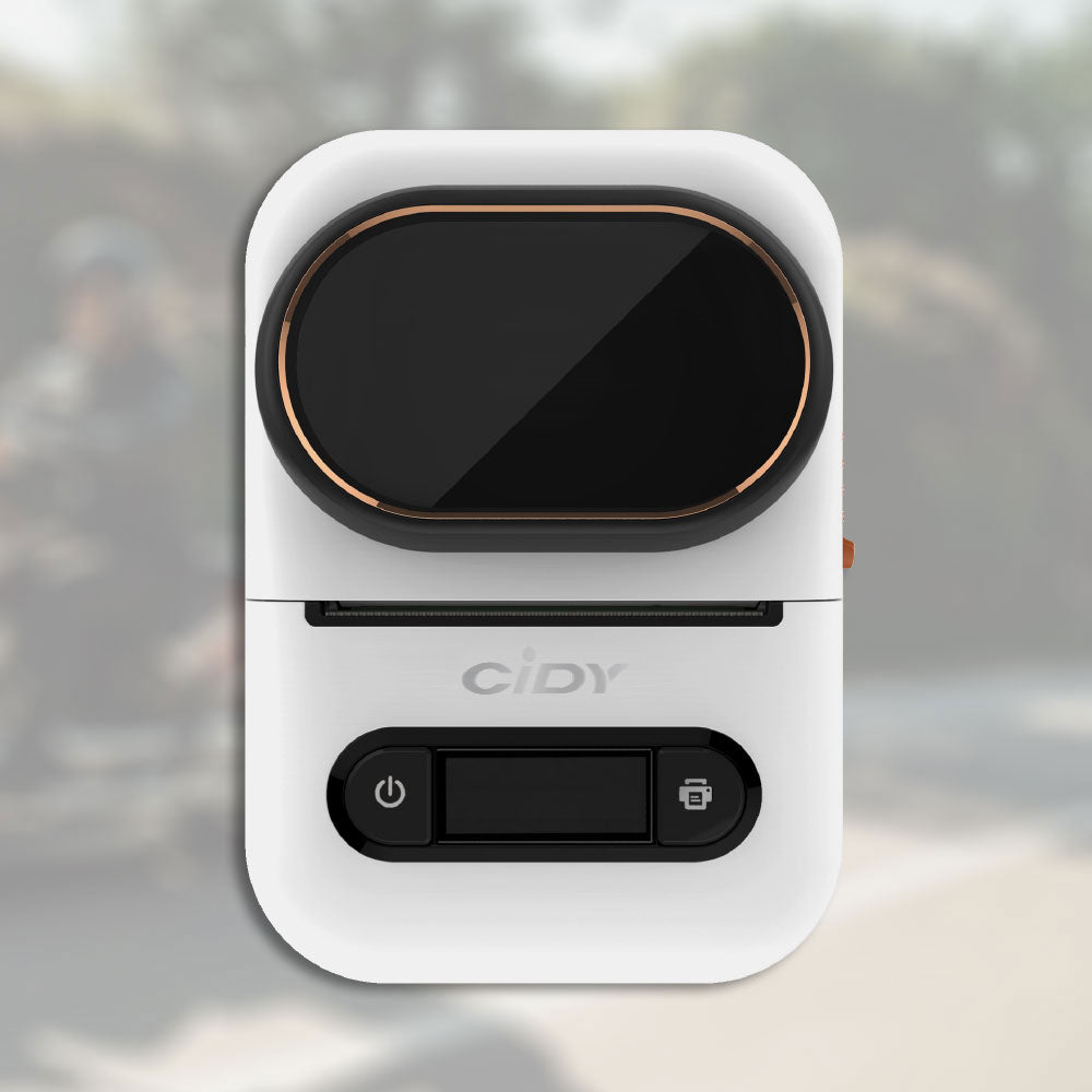 Handheld wireless Bluetooth portable printer in compact white design