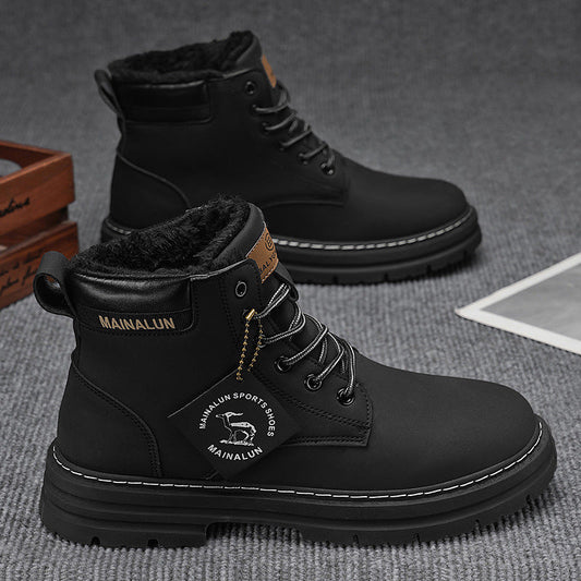 Men's snow boots with warm fleece lining and durable winter design