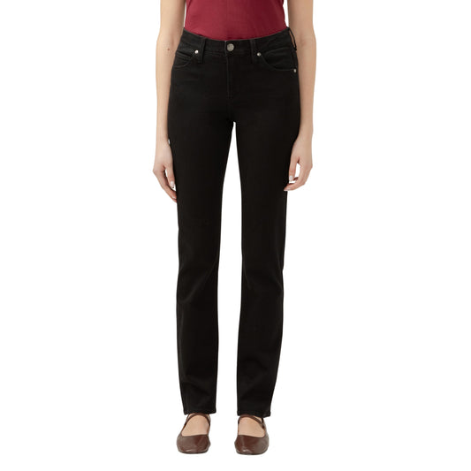 Black JAG Womens Ruby Comfort Straight Jeans by BACKUPMYFILESNOW® laid flat showing fit and classic straight-leg style.