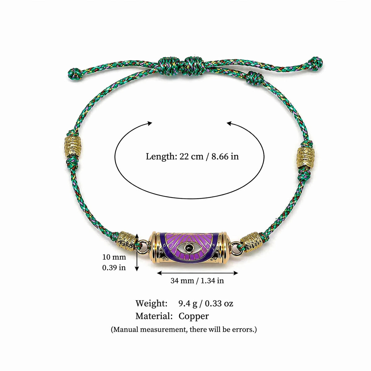 Evil eye kaleidoscope necklace clavicle chain with colorful geometric pendant, close-up view