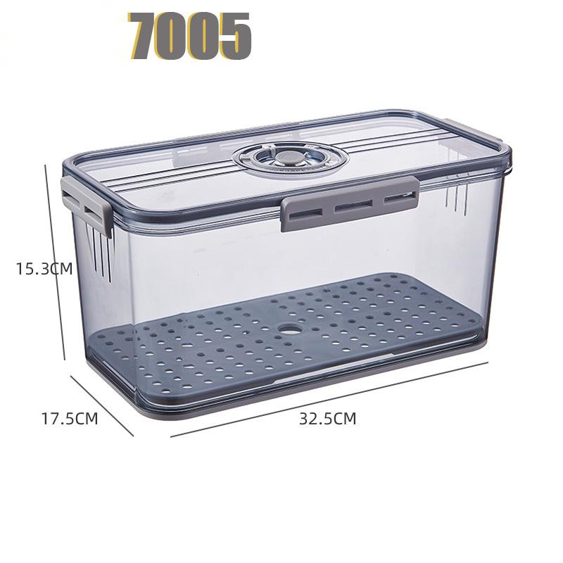 Transparent food grade PET refrigerator storage box with clear rectangular design and integrated handles