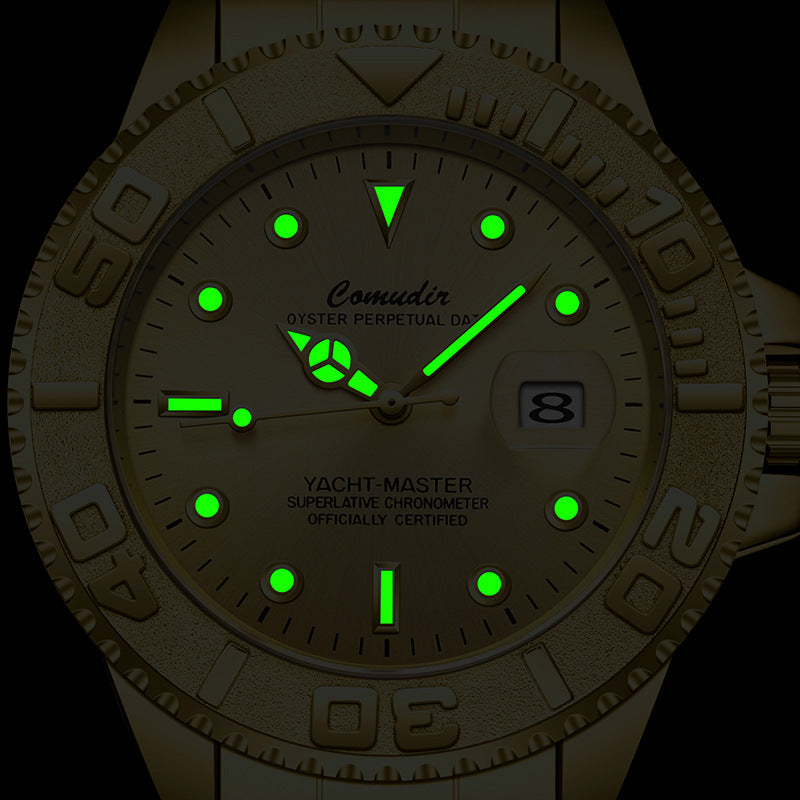 Submarine fully automatic fake mechanical watch for men with detailed analog dial and metal bracelet