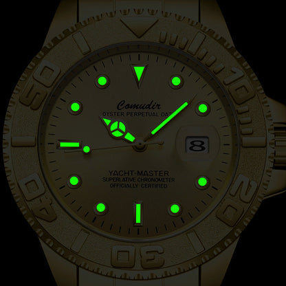 Submarine fully automatic fake mechanical watch for men with detailed analog dial and metal bracelet