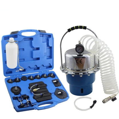 Pneumatic brake fluid replacement tool with air-powered design and fluid reservoir for automotive maintenance