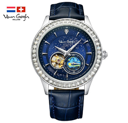 VanGogh Men's Geneva Series automatic mechanical watch with artistic dial and visible time markers