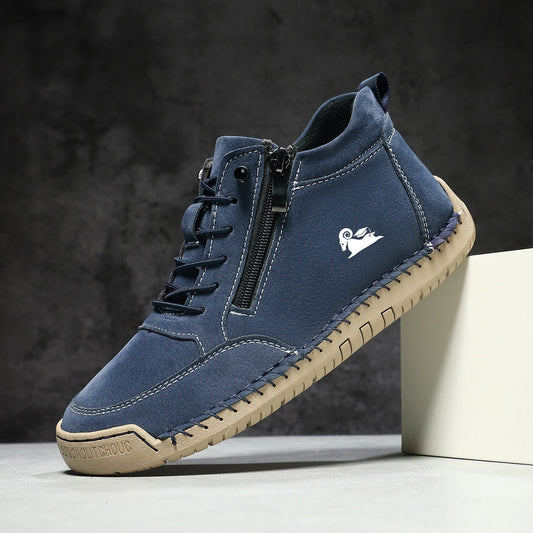 Hand-stitched women's soft sole flat casual shoes in a simple design