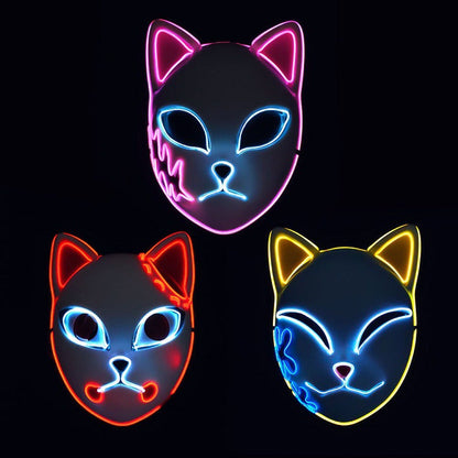Luminous Line LED cat face mask with glowing cat featuresWinvalid