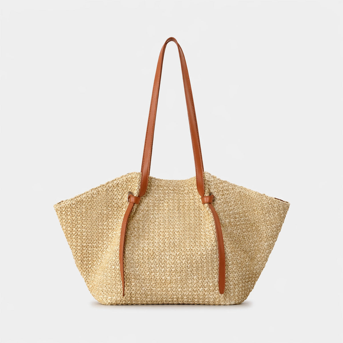 Casual large-capacity straw tote shoulder bag with woven texture and spacious design