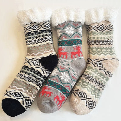 Women's coral fleece winter bed socks in a soft, cozy design
