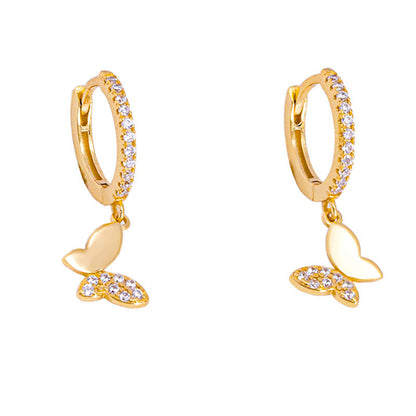 S925 silver Korean-style sweet butterfly earrings with delicate butterfly design