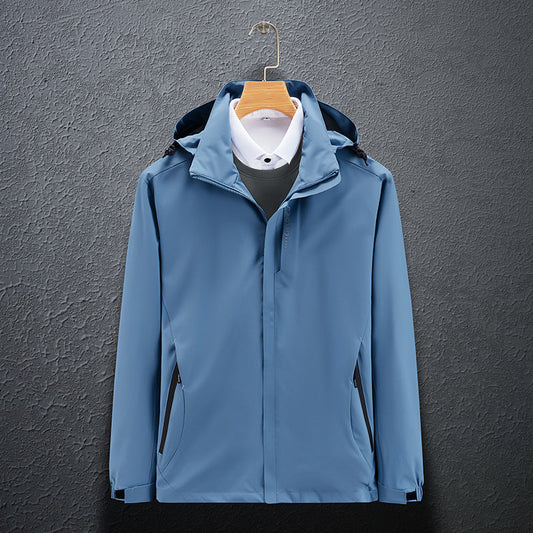 Men's waterproof assault jacket for outdoor sports and mountaineering in trench coat style