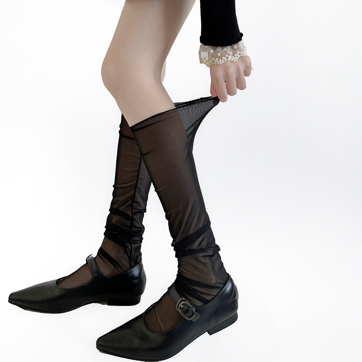 Lightweight slimming mesh socks for women, sheer breathable design by My Store