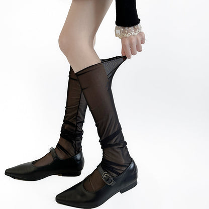 Lightweight slimming mesh socks for women, sheer breathable design by My Store