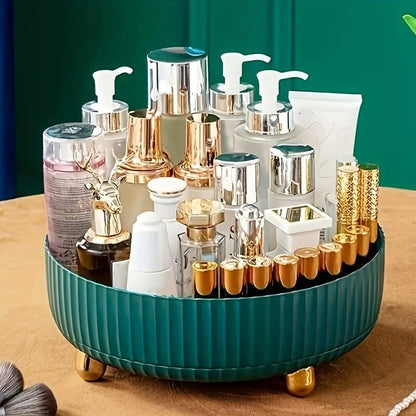 Plastic cosmetics rotating storage box by My Store in clear design with multiple compartments