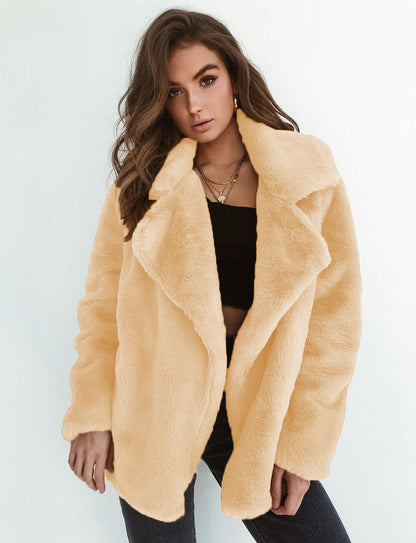 Chic Plush-Collar Winter Coat