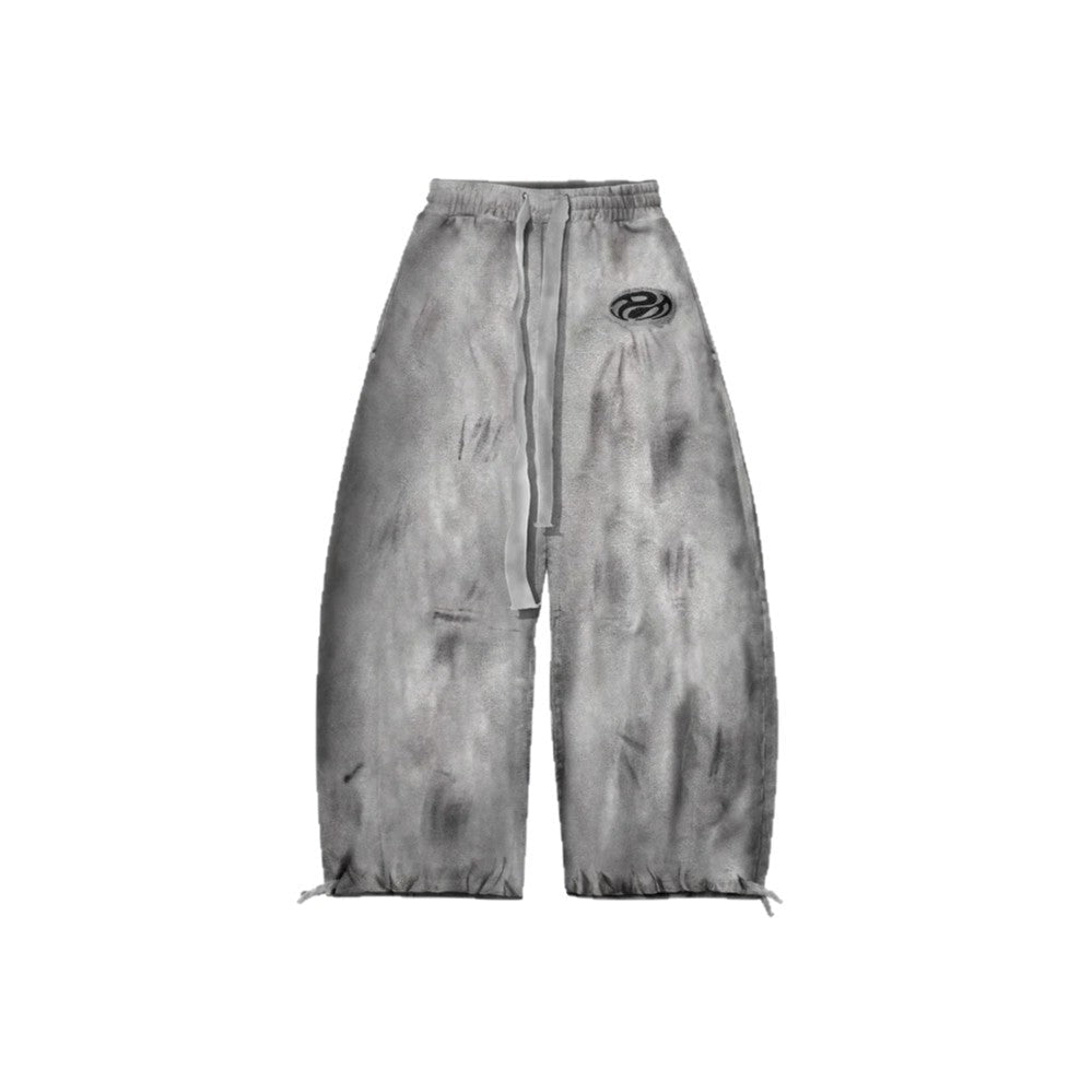Mottled distressed casual all-match sweatpants in a relaxed fit, shown in neutral tones