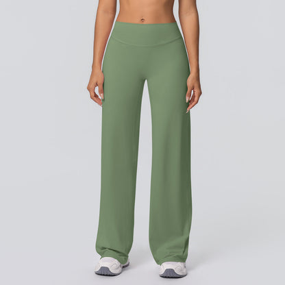 Casual high-waisted loose-fit solid-color yoga pants with a hip-hugging design by My Store