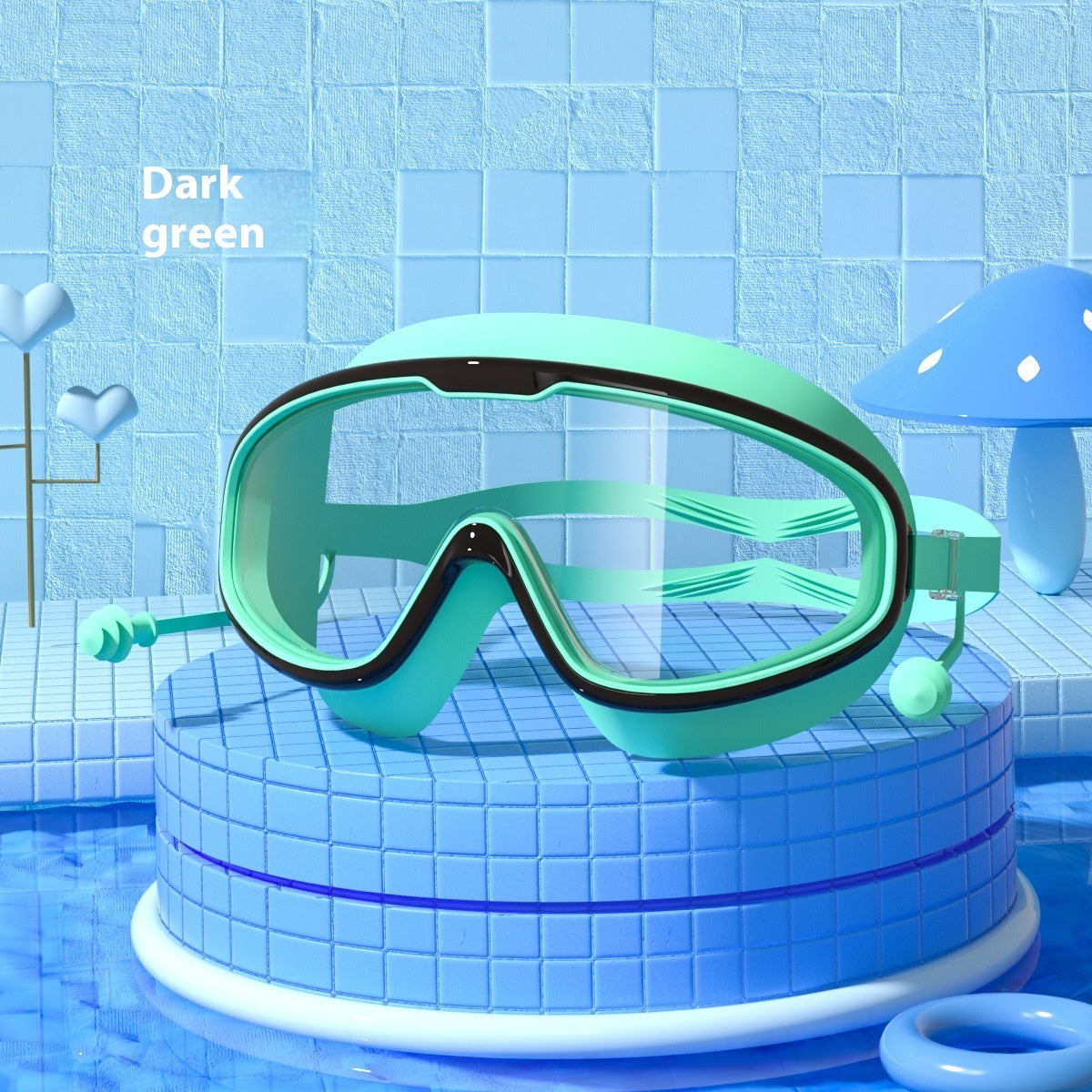 Large-frame waterproof non-fogging swimming goggles with adjustable strap, clear lenses, and comfortable seal